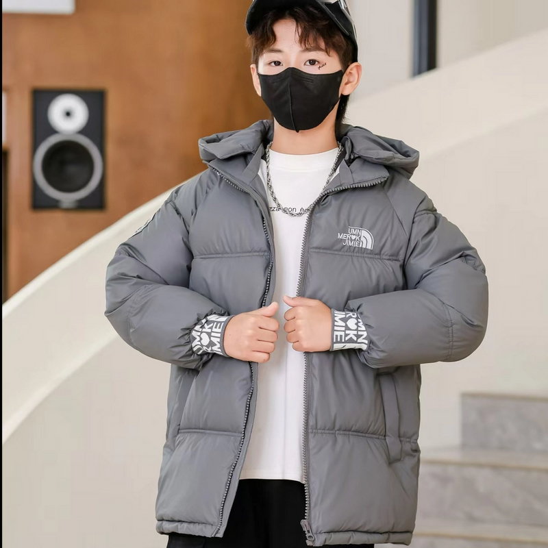 加绒韩版中长款中大童冬季童装时尚冬装外套男童棉衣圆领保暖诚达