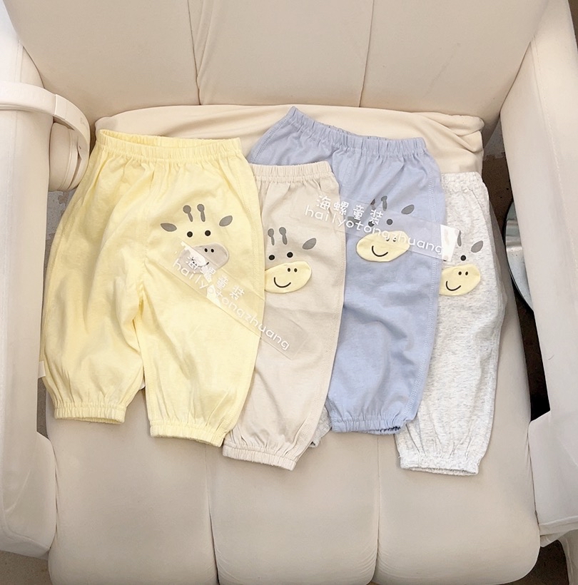 夏季卡通风宝宝裤子长颈鹿薄款针织裤童裤小童休闲风