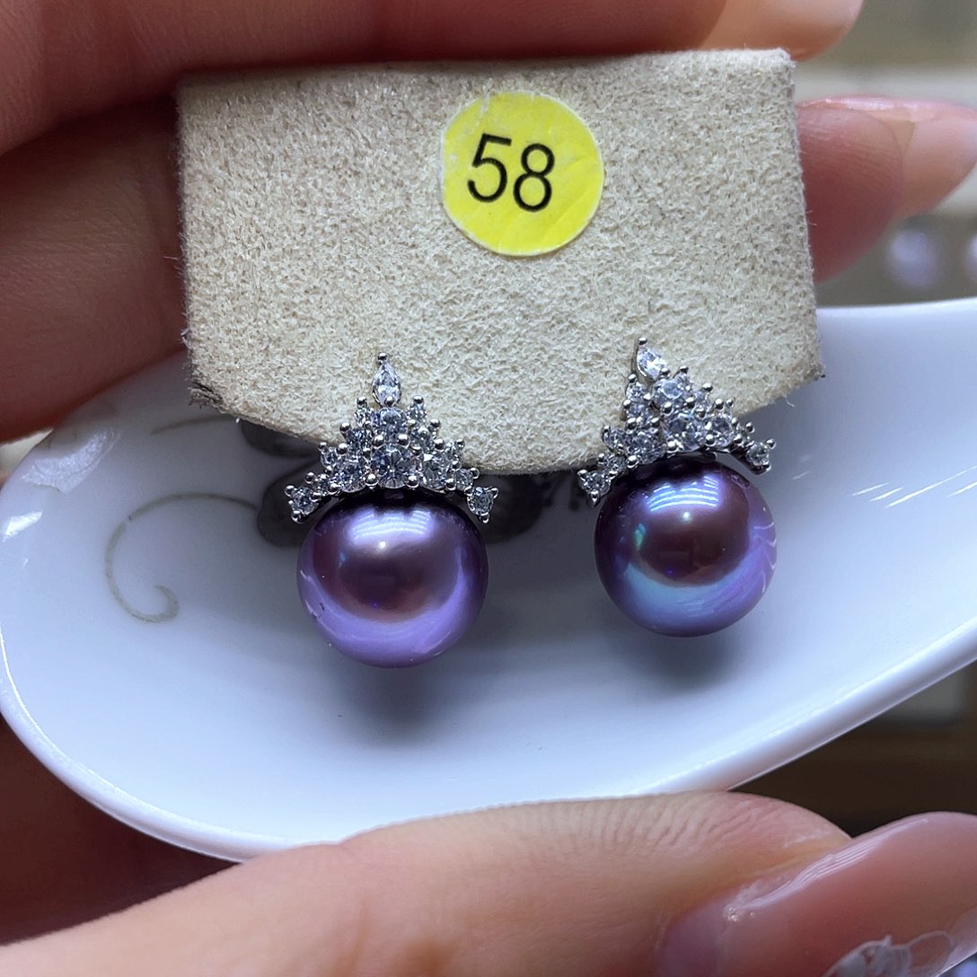 淡水珍珠耳饰银S925镶嵌