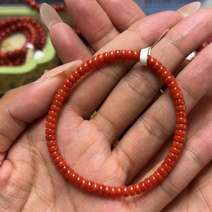 未镶嵌手串南红玛瑙柿子红火焰药片 约4.5mm 性价比