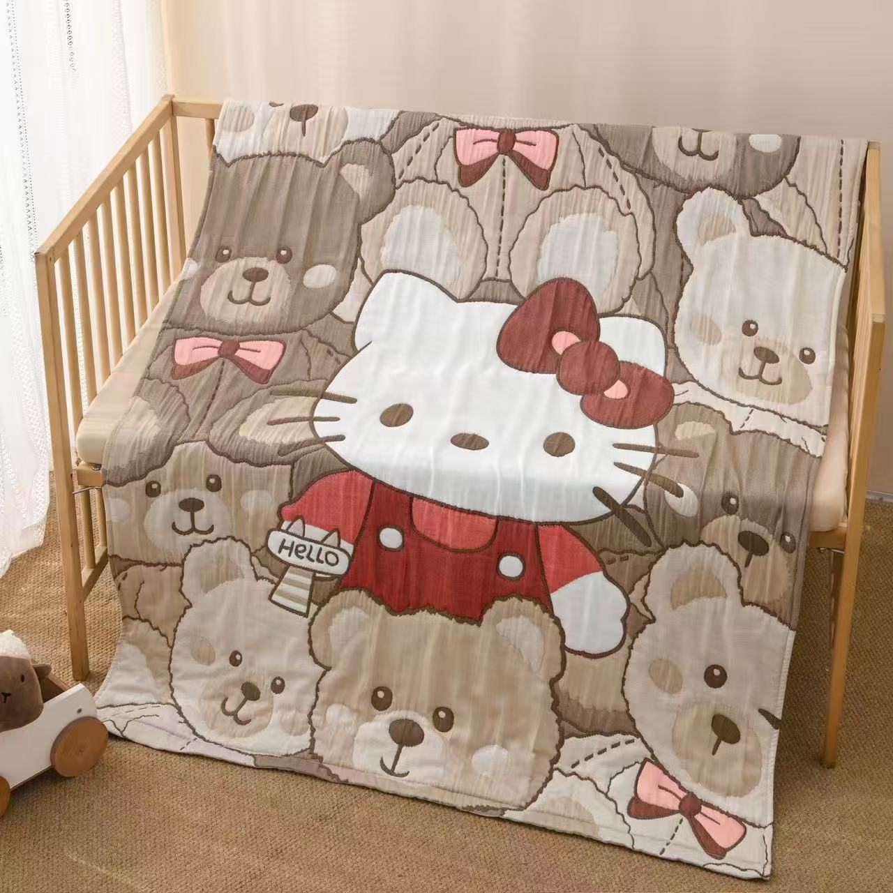 （小熊KT）120*150cm加厚全棉纱布泡芙被纱布提花A类机洗秋冬被