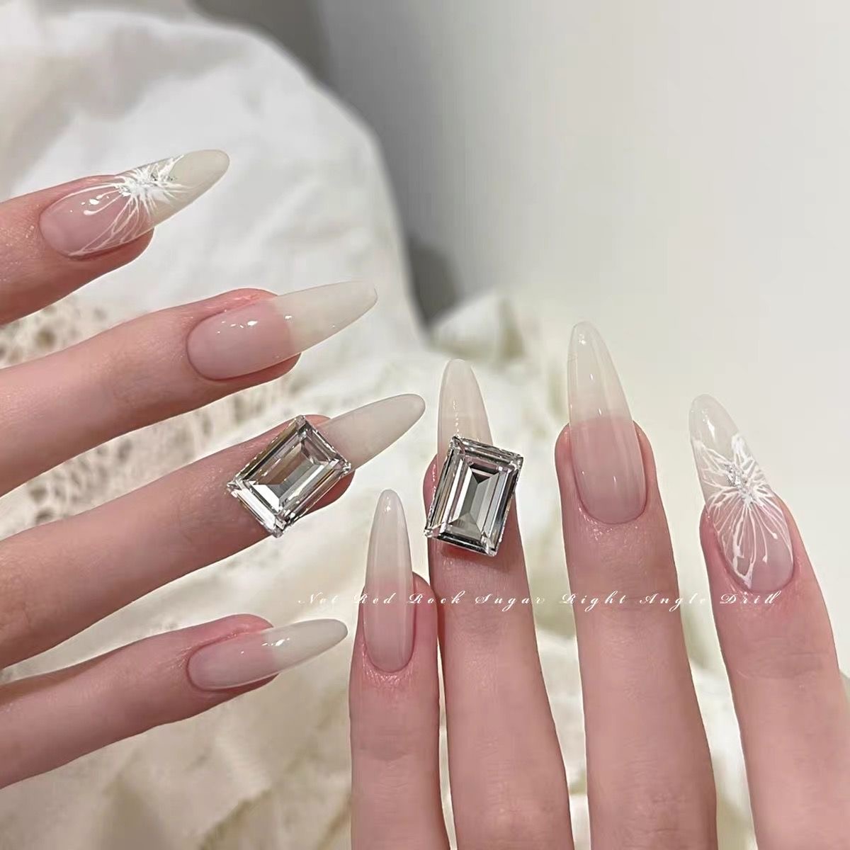 8*10华子切高顶冰糖美甲钻裸色穿戴甲