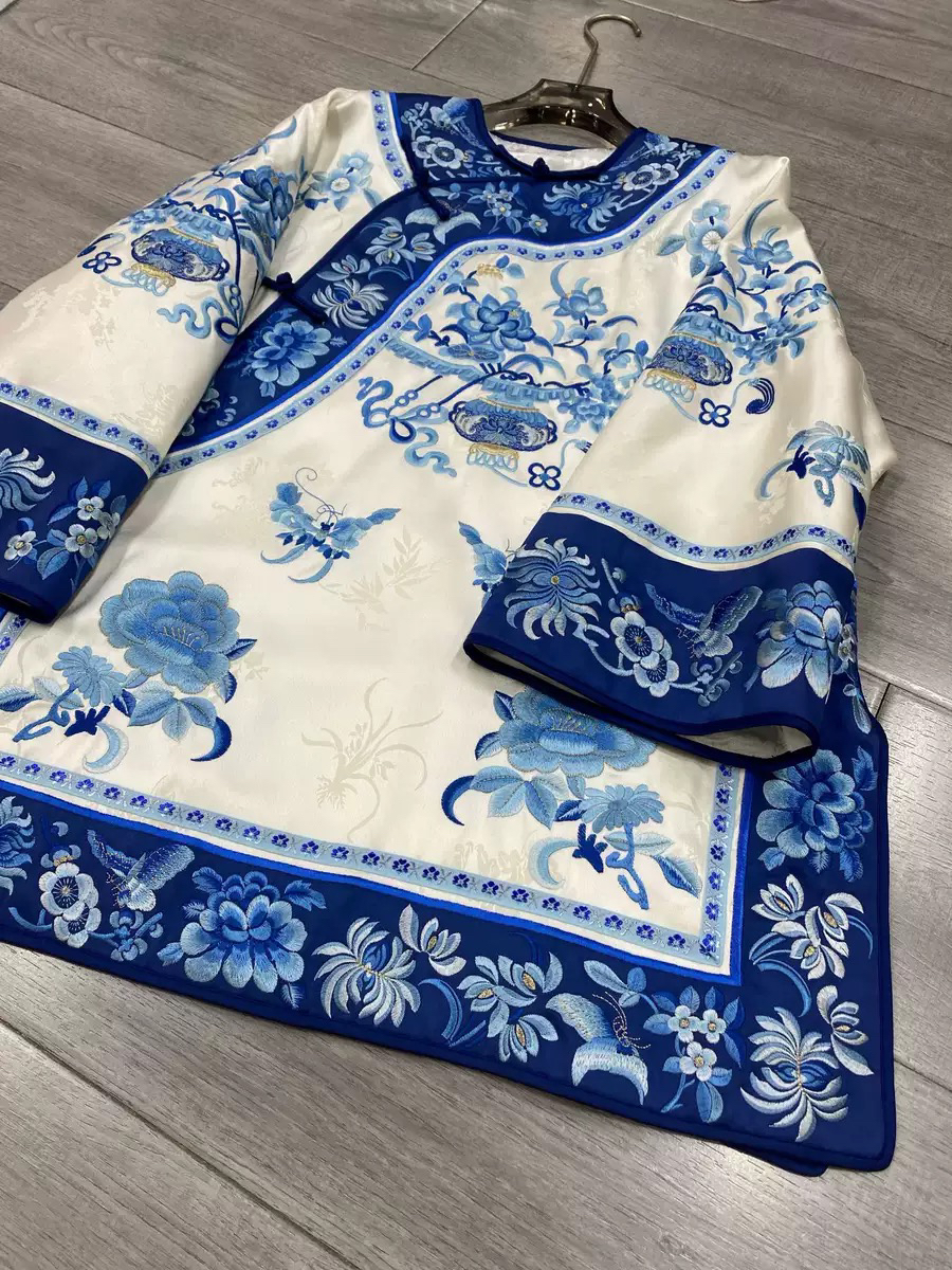 富贵家民族风倒袖重工刺绣太太服二大衫中国风