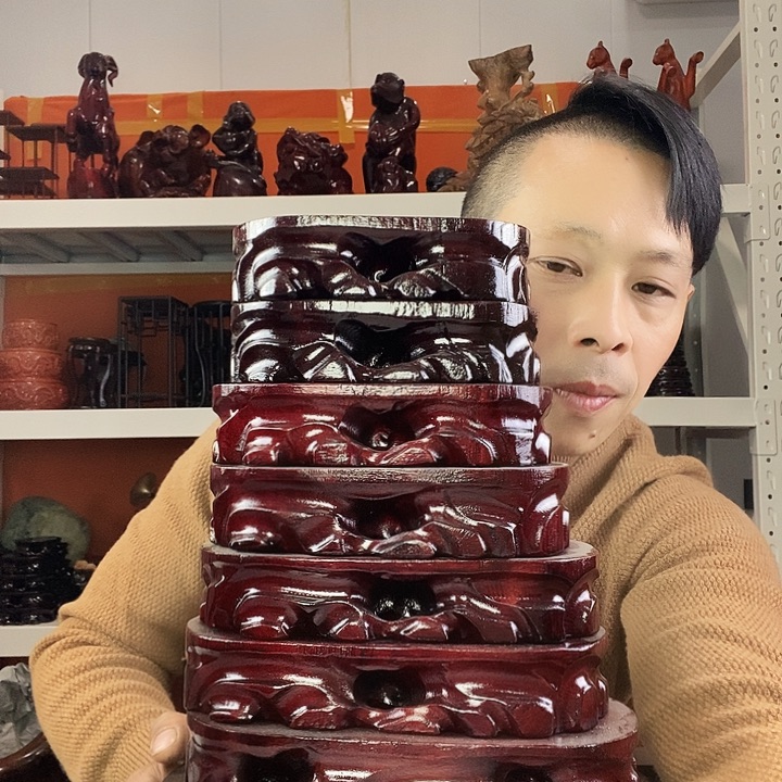 红木奇石底座马拉丝工艺