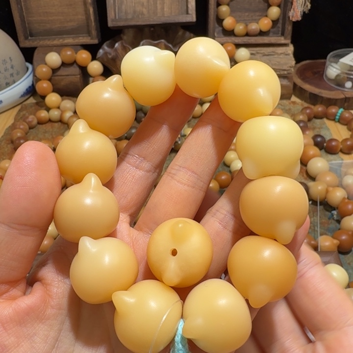 菩提根/象牙果手串22猫头微瑕