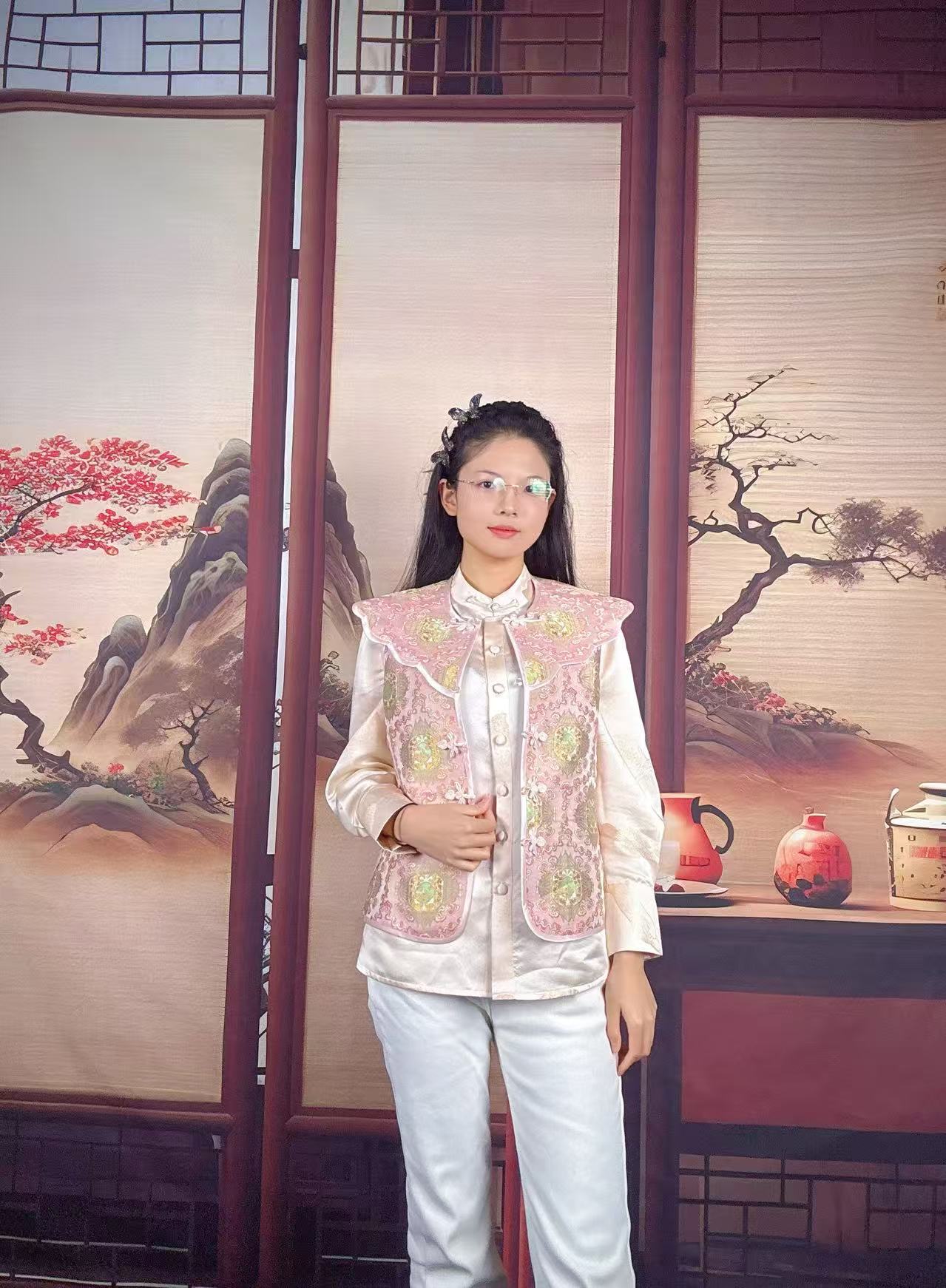 【宸璐·高定】高端宋锦荷叶边领口上衣马甲中国风提花新中式