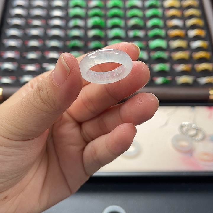 翡翠未镶嵌戒指缅甸天然翡翠A货-14/15圈