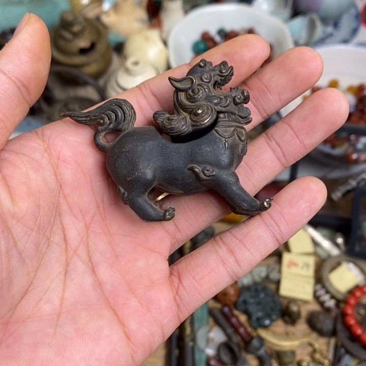 金***玉麒麟香炉 摆件 微瑕