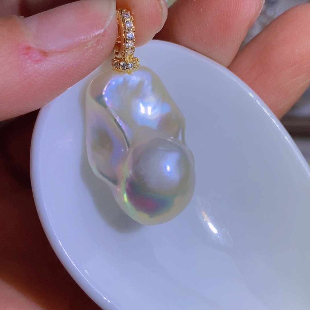 银S925镶嵌天然淡水珍珠淡水珍珠