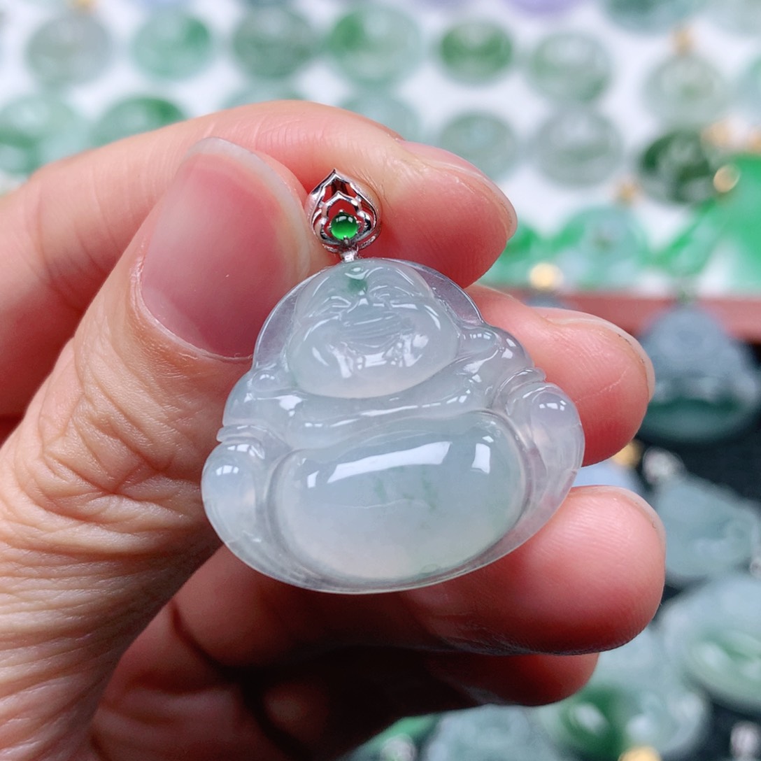 翡翠吊坠(不含链)18K金镶嵌