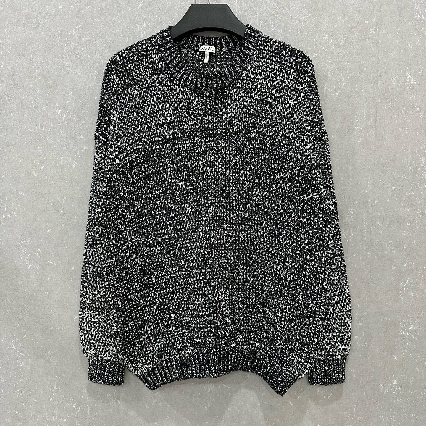 99新 LOEWE/罗意威 白黑粗织针织毛衣XS码00626