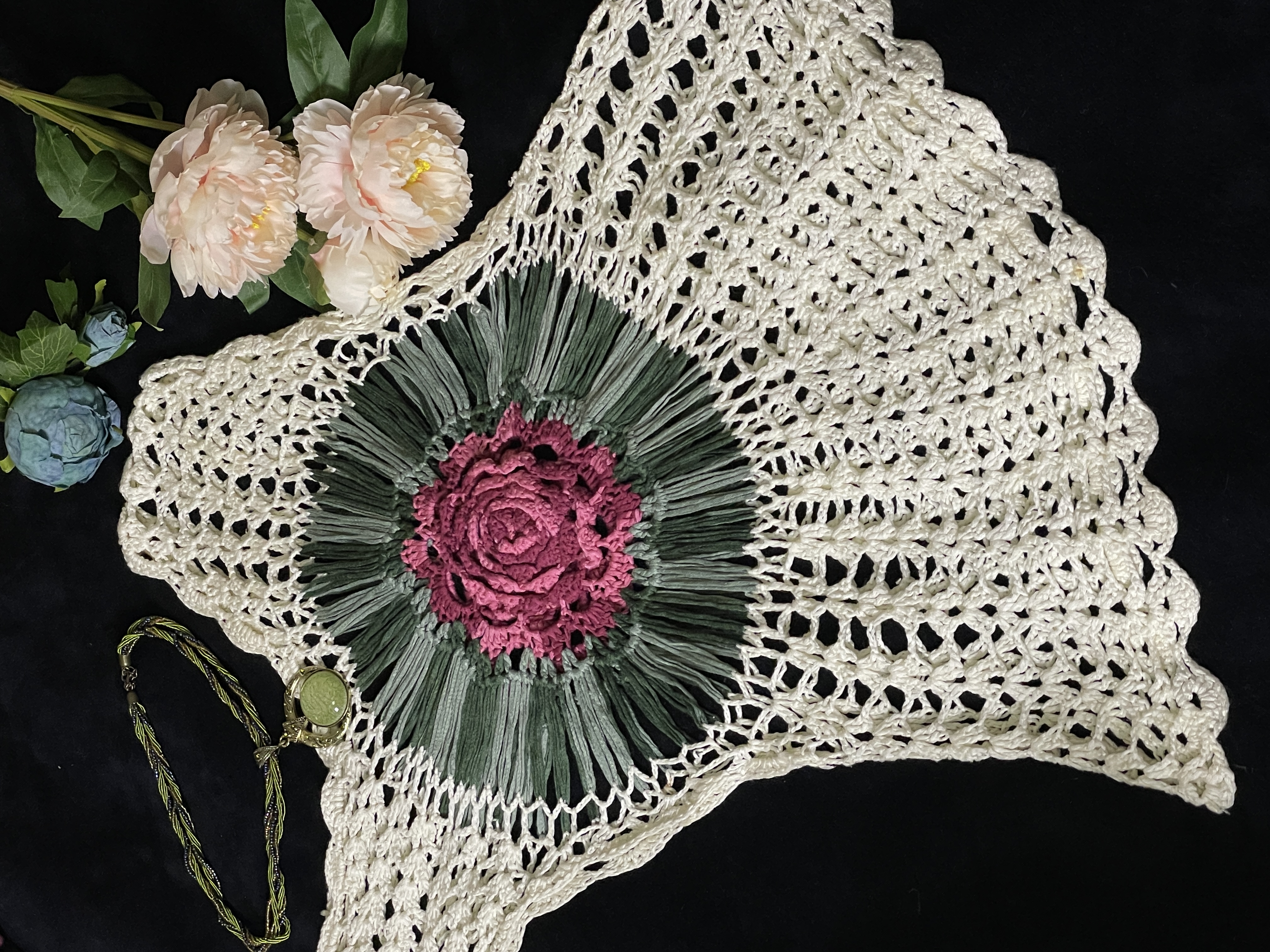 Vintage复古孤品毛衣开衫马甲镂空钩花半裙衬衣套装（直播链接）