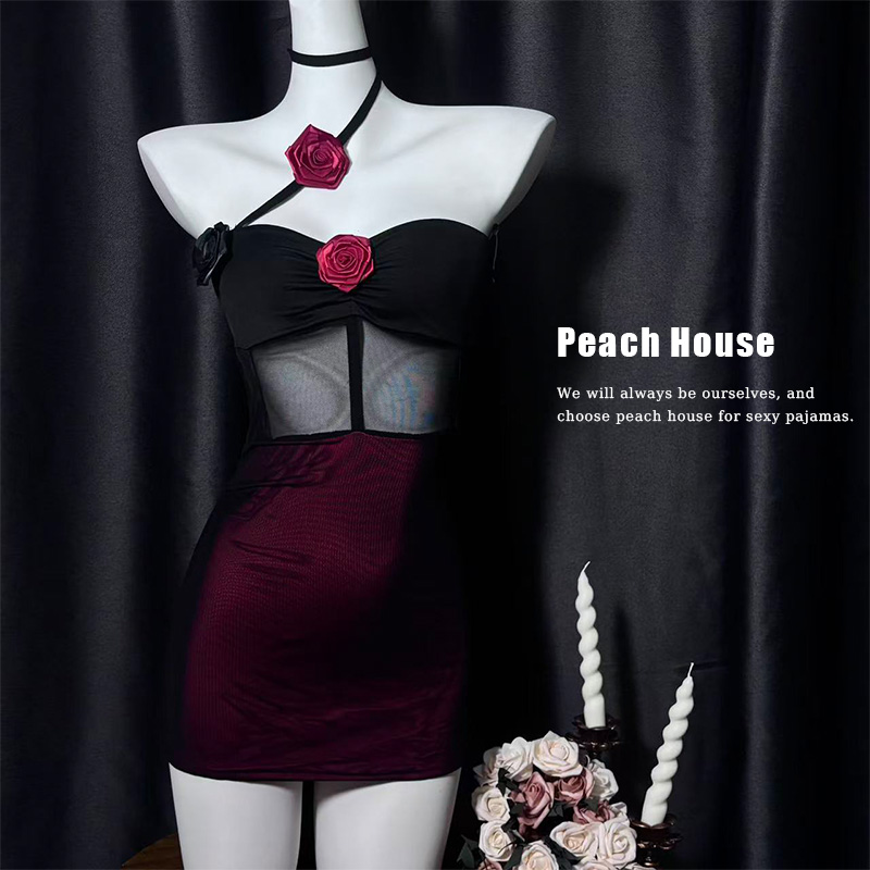 【Peach House】挂脖包臀裙斜襟连衣裙舞服时尚复古显瘦