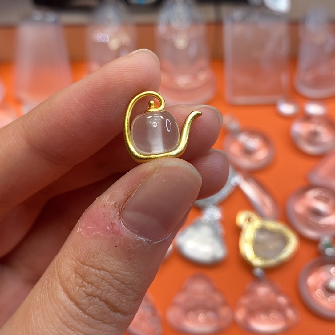 石英质玉把把壶银S925镶嵌