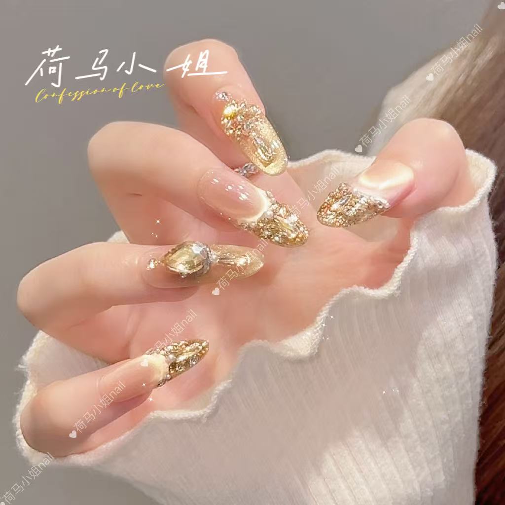 【维纳斯金纱】纯手工穿戴甲可重复佩戴送工具包气质显白百搭美甲贴