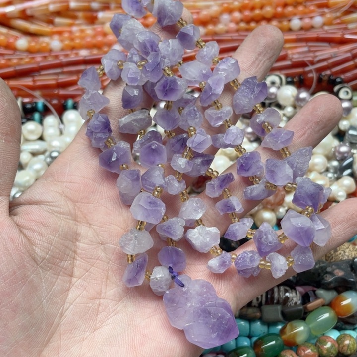 玛瑙/玉髓合金珠宝半成品一条紫水晶毛衣链