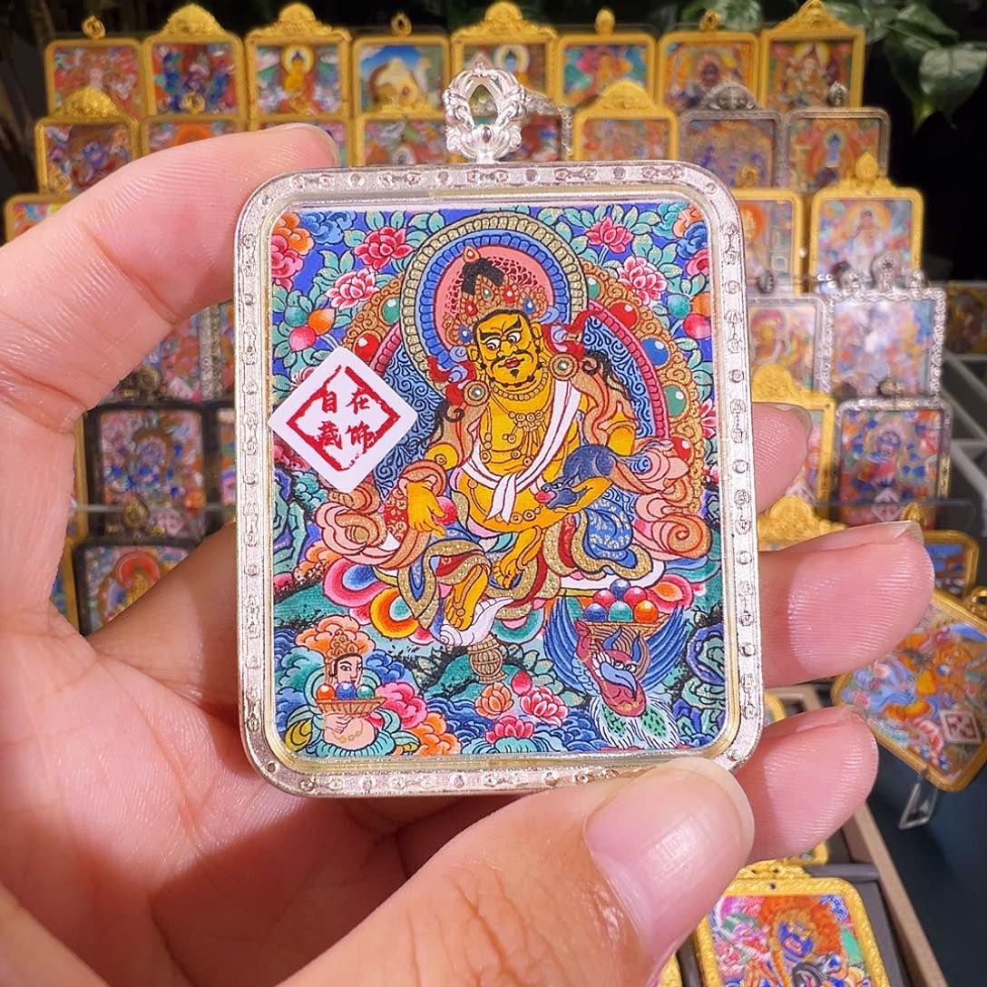 吊坠黄财热贡纯手绘唐卡
