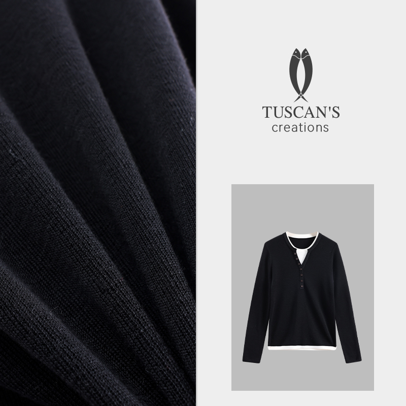 TUSCAN'S CREATIONS秋冬百搭显瘦套头毛织衫气质长袖针织衫时代