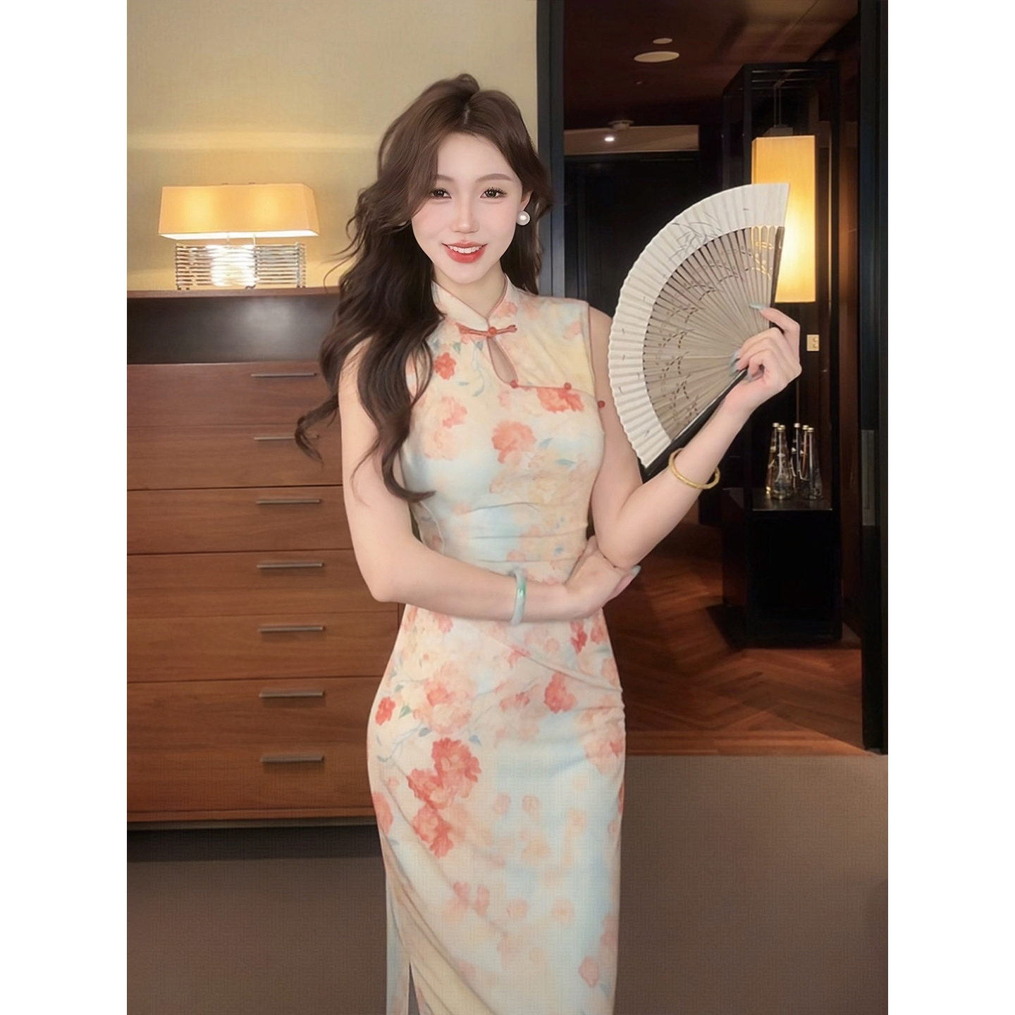 凌茜恣禾【萦香秋】国风新中式花色油画裙温婉优雅收腰显瘦唐装裙子