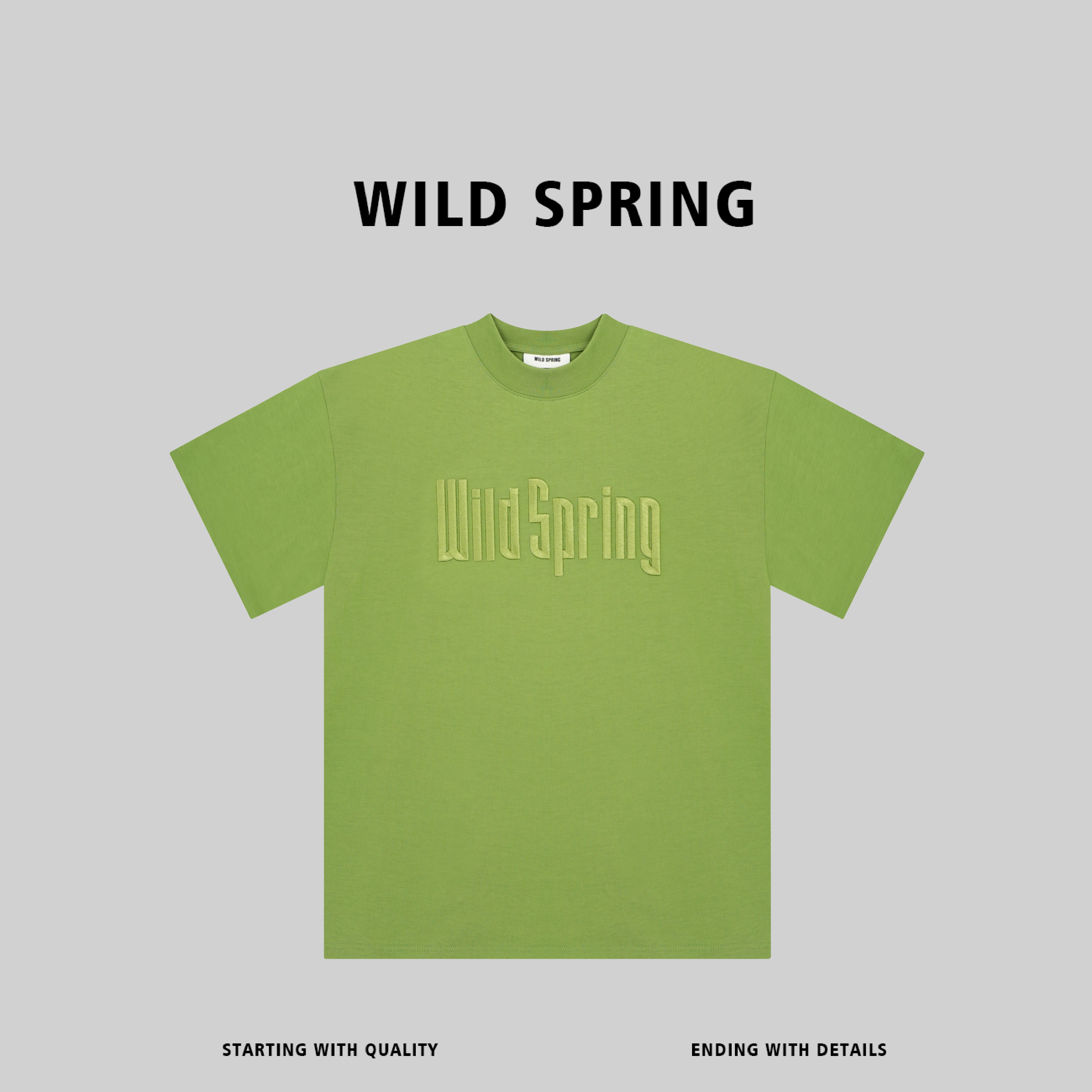 WILD SPRING品牌 小众刺绣简约T恤圆领简约百搭刺绣短袖 62008#
