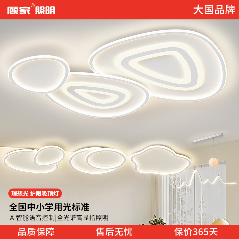 顾家®照明鹅卵石客厅主灯2025款现代简约大气极简吸顶灯全屋套餐