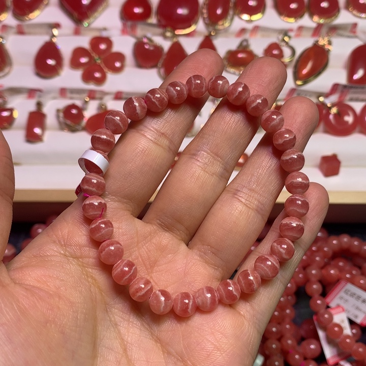 菱锰矿（红纹石）未镶嵌手绳6.5mm