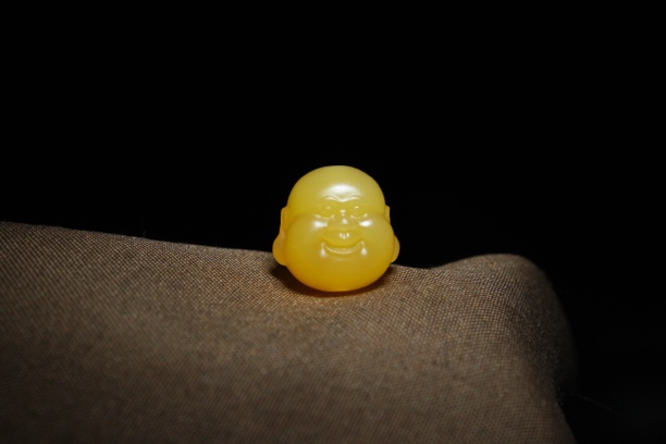 【弥勒佛头】天然缅甸黄玉精品配珠配饰背云 尺寸14×14×13.2mm3.03g