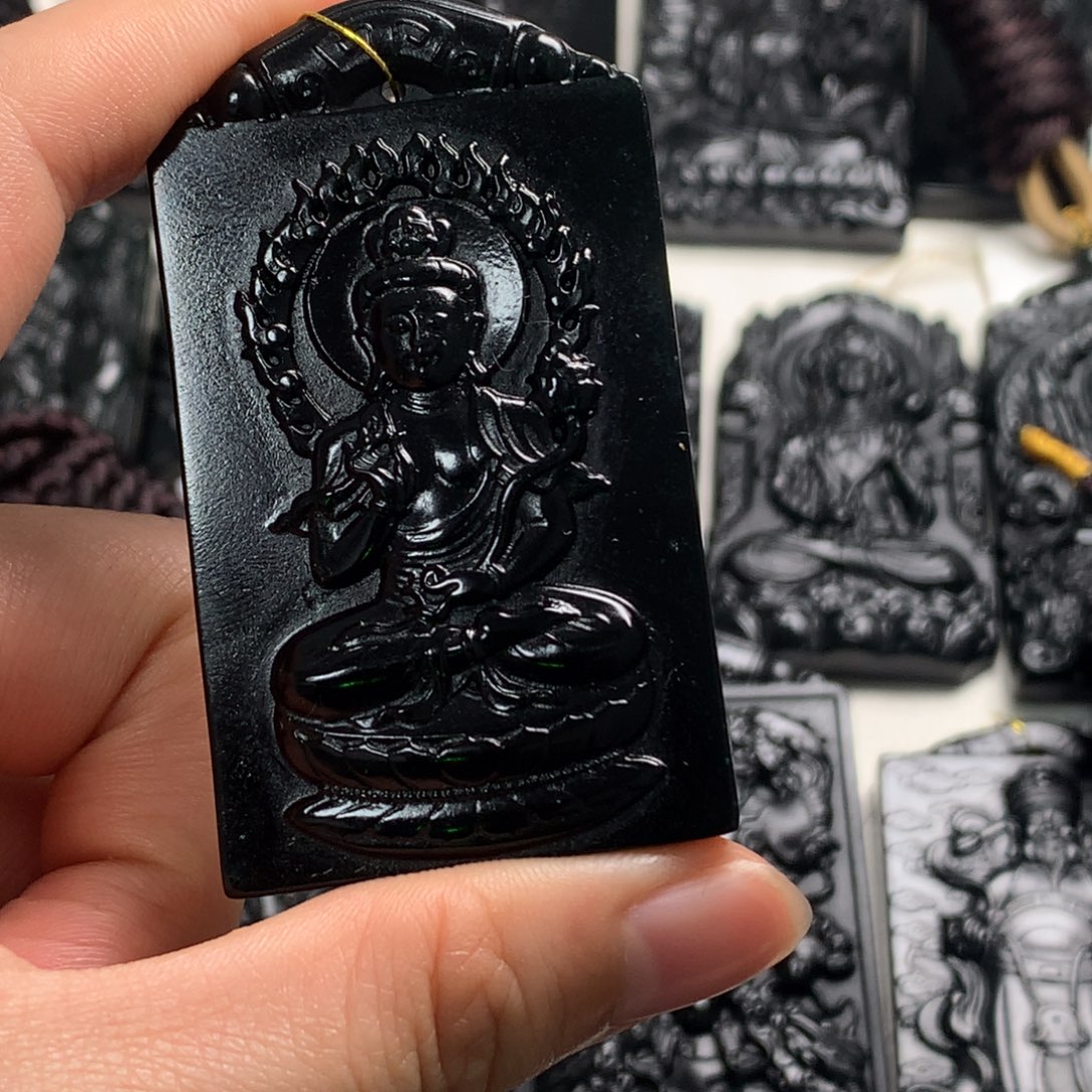 天然缅甸a货钢琴黑挂件