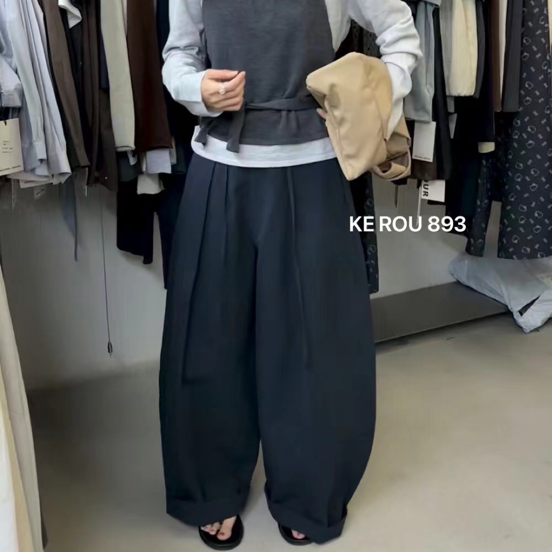 秋季高腰直筒阔腿女裤宽松显瘦休闲百搭长裤