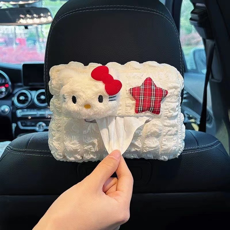 车载kitty纸巾盒纸巾包扶手箱座椅挂式多功能可爱泡芙汽车抽纸盒