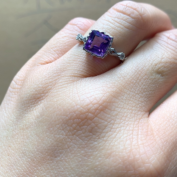 水晶水晶戒指银S925镶嵌