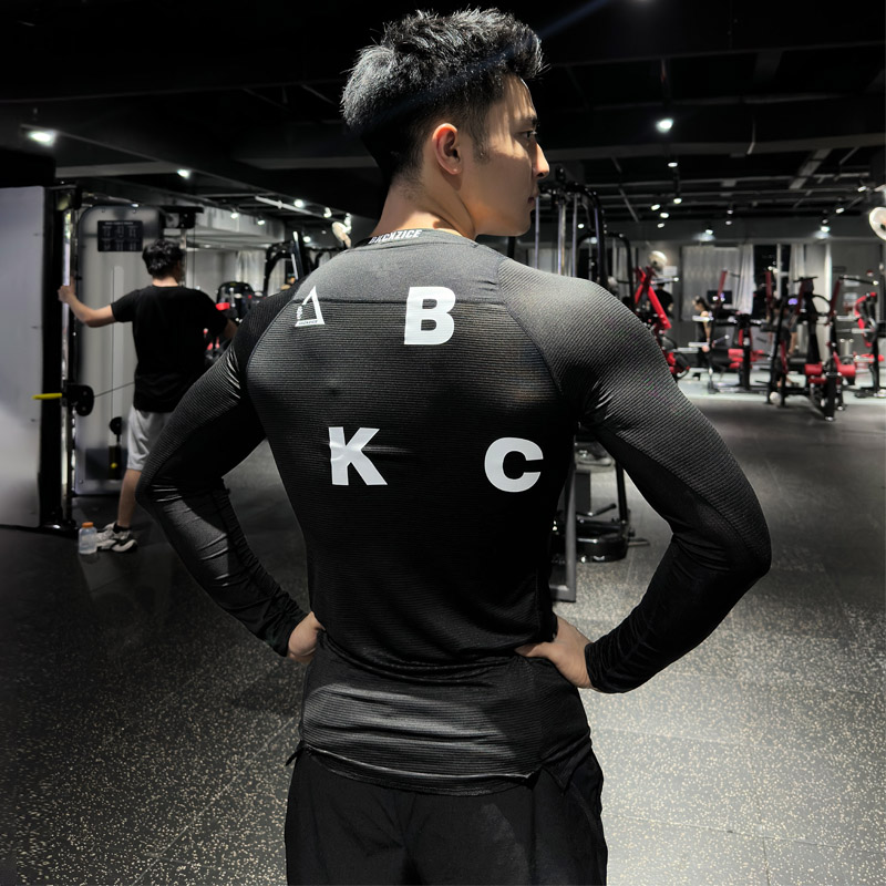 BKCXZICE秋冬运动健身衣骑行跑步保暖速干篮球训练紧身衣长袖T恤
