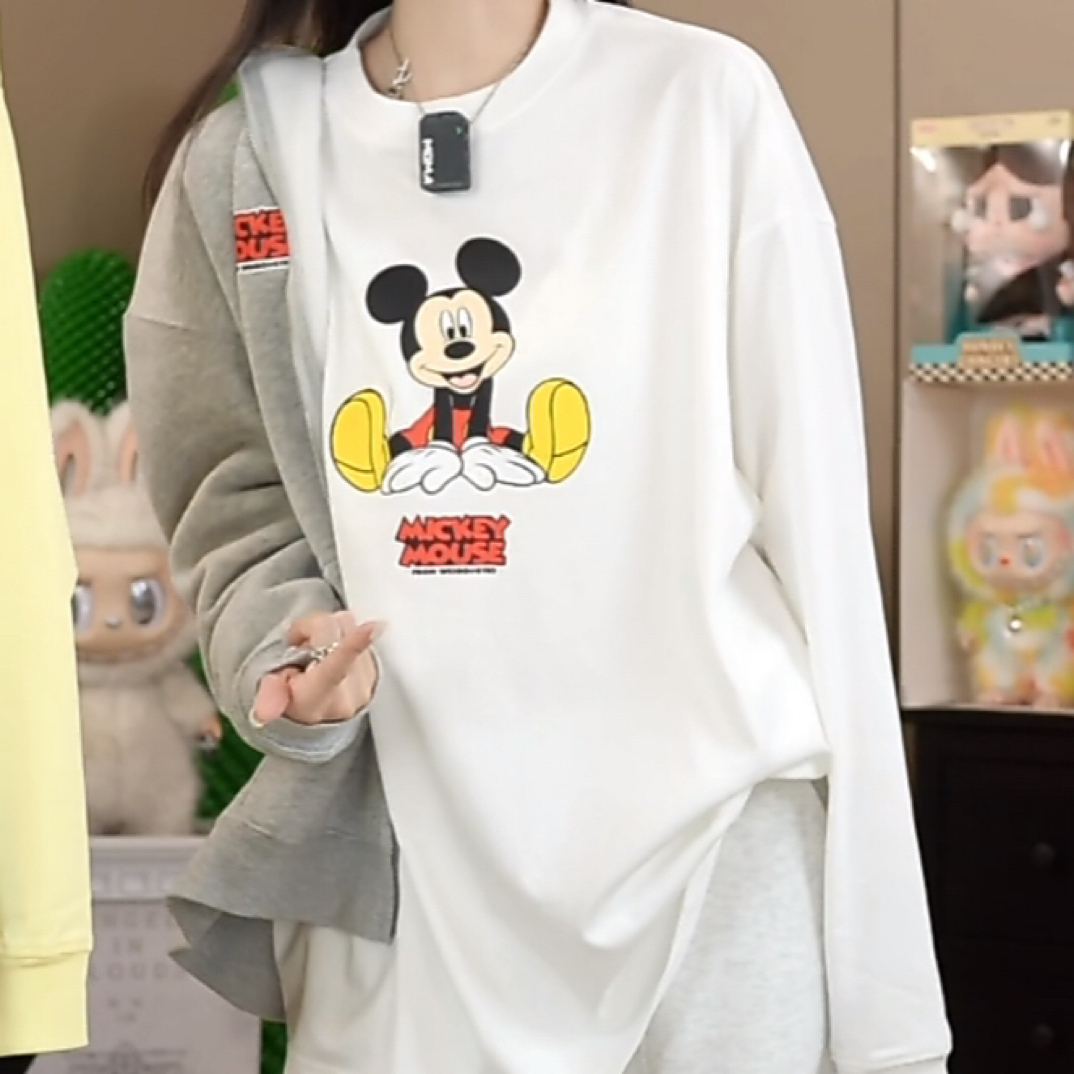 劉發發-K074【新款小老鼠长袖】时尚百搭休闲宽松卡通秋季新款卫衣T