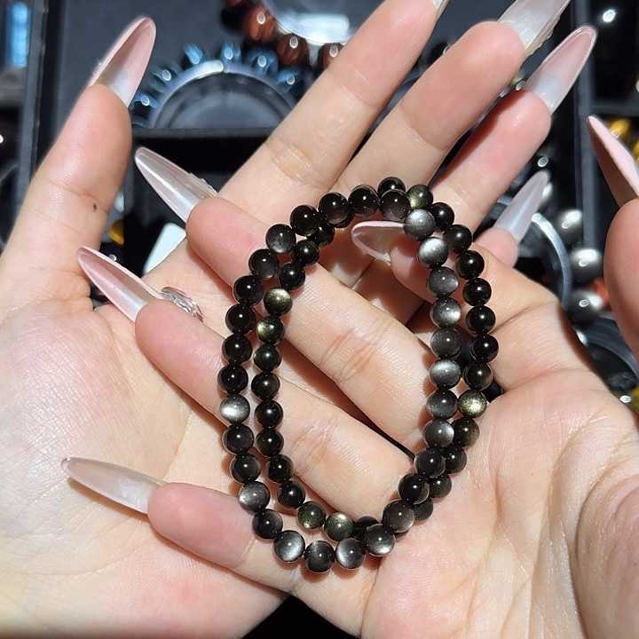 用***1黑曜岩未镶嵌手链