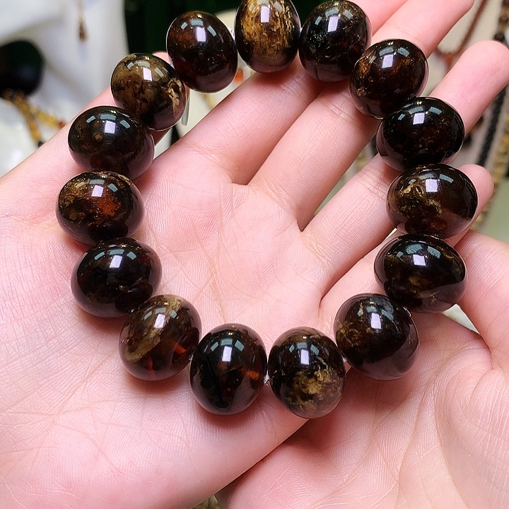 琥珀裸石未镶嵌琥珀琥珀卡19黑花