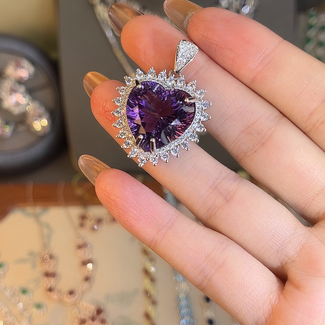 紫晶颈饰银S925镶嵌吊坠