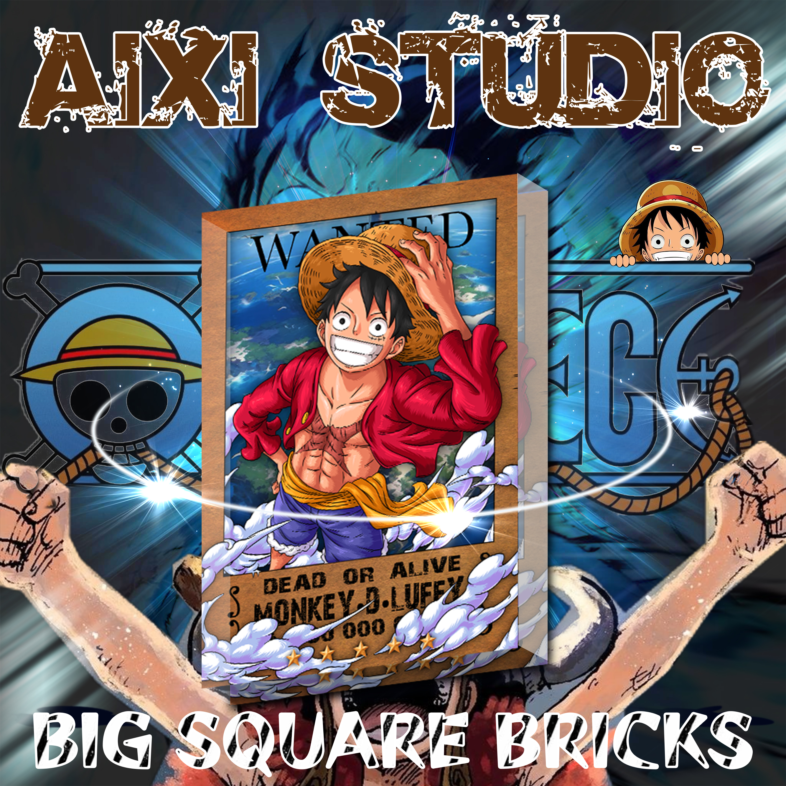 海贼王亚克力流沙磁吸冰箱贴卡牌