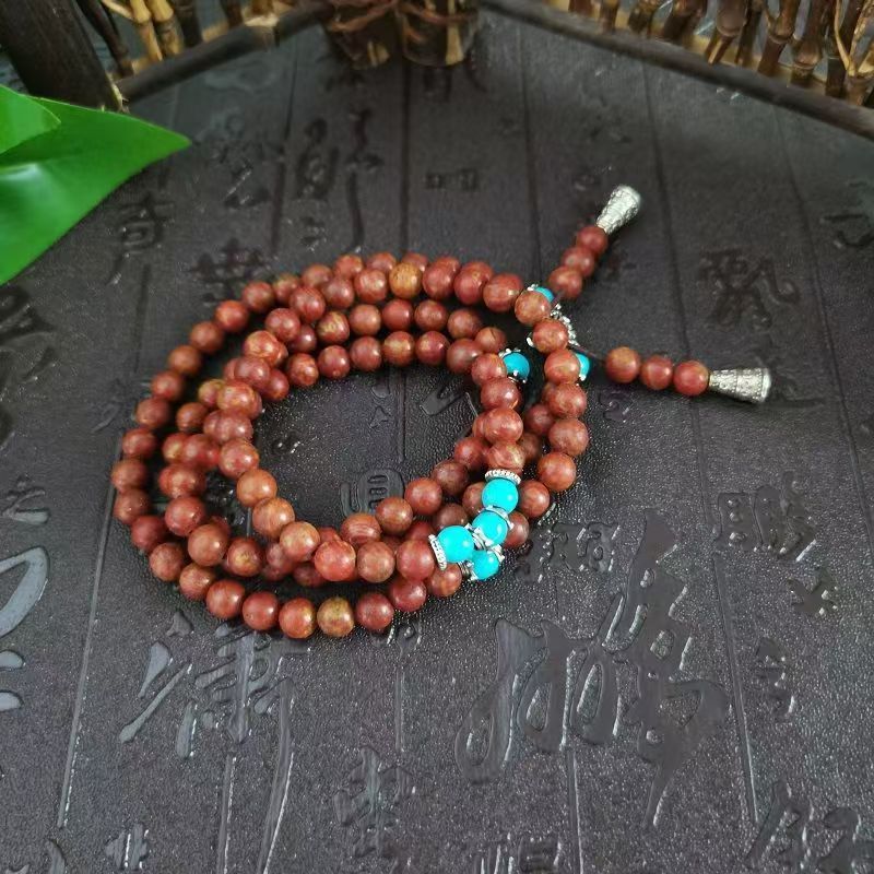 非金属皮质手链 砭石手串108颗珠子带配饰