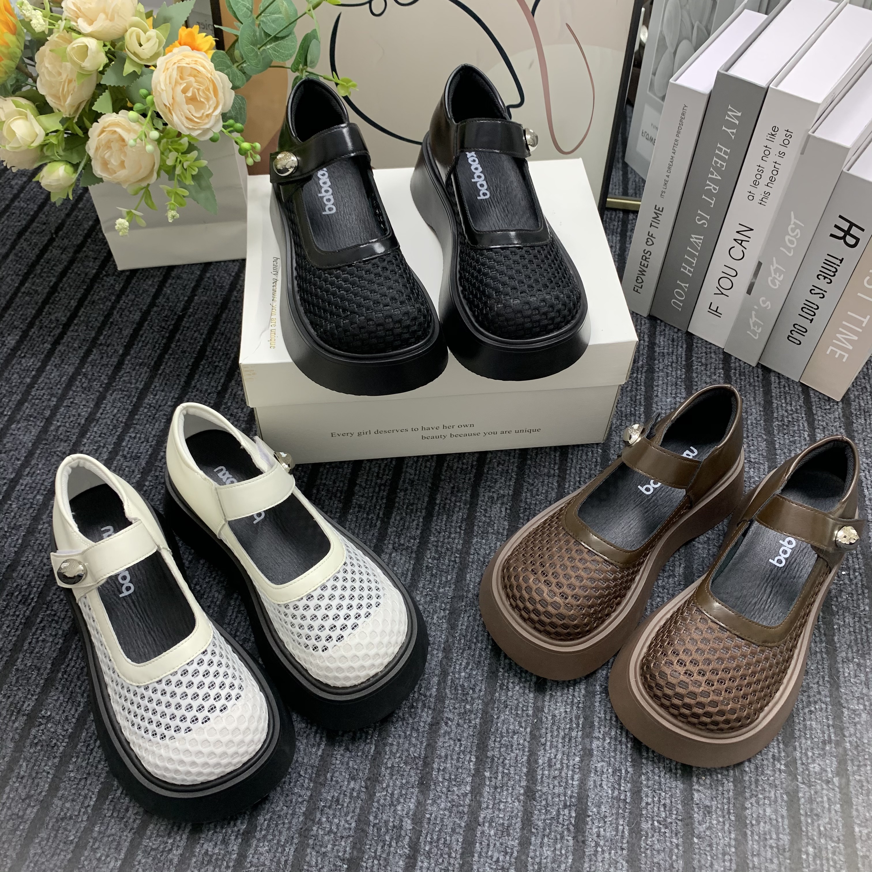 断码捡漏透网乐福鞋女2025春夏新款玛丽珍一字扣带浅口厚底女鞋