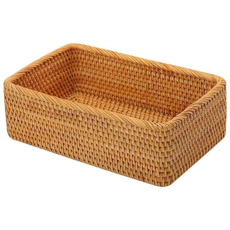 天然藤编长方形25厘米收纳筐家用杂物整理置物篮