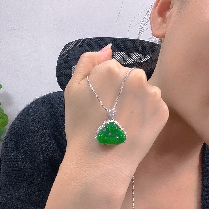 翡翠银S925镶嵌吊坠(不含链)