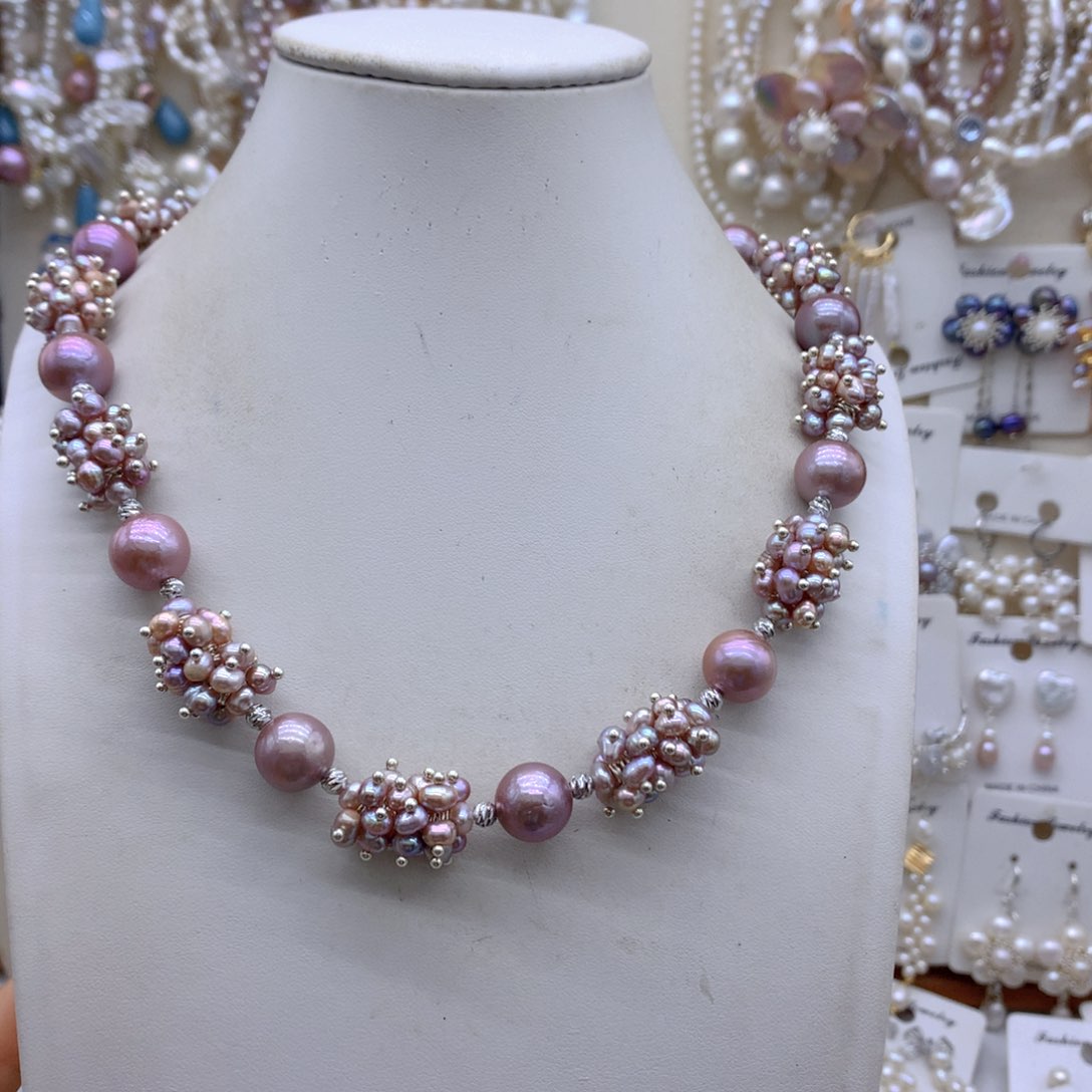 顾***拉银S925镶嵌淡水珍珠项链耳饰