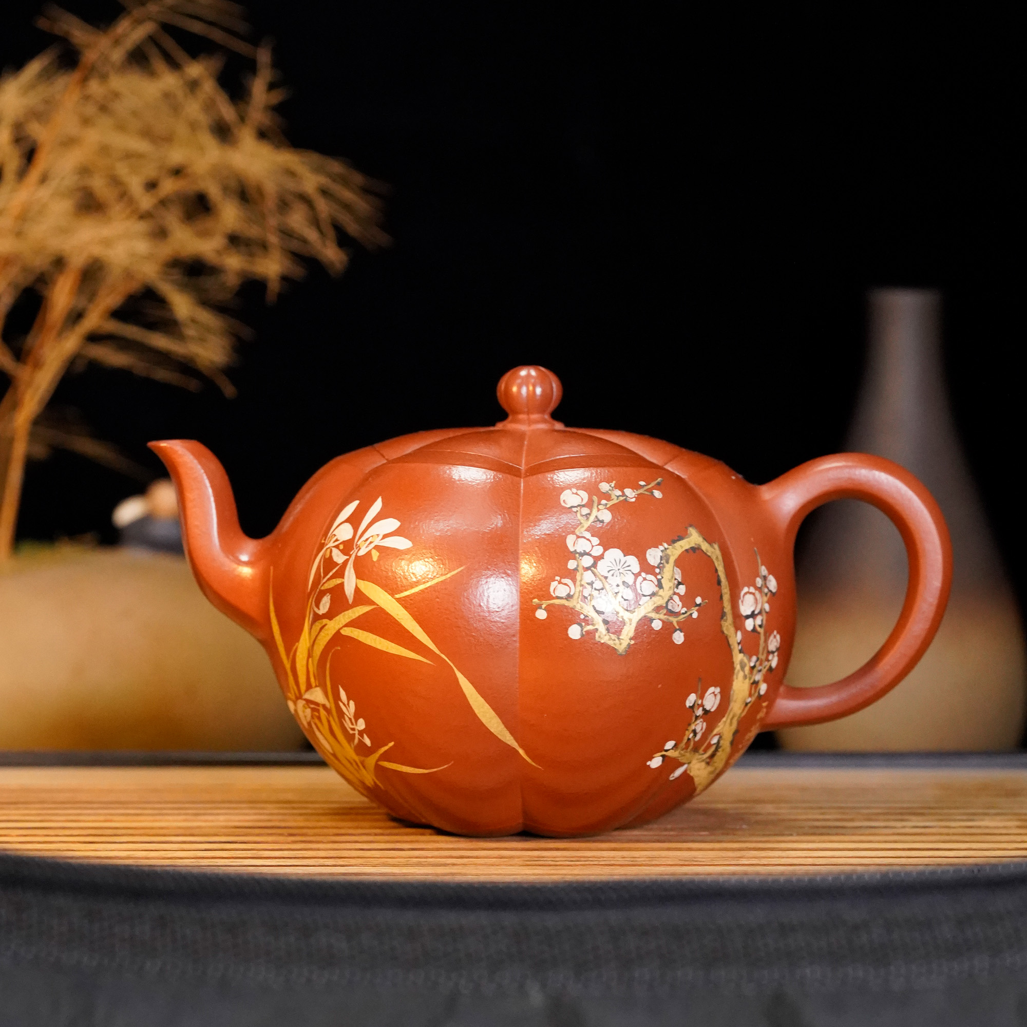 LHX-017  刘红仙  宜兴手工紫砂   南瓜-孙燕明绘