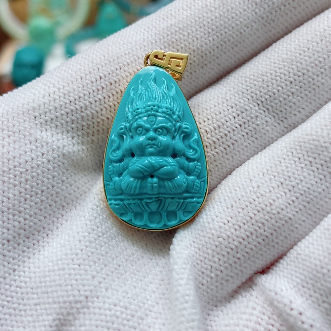 绿松石18K金镶嵌黑天