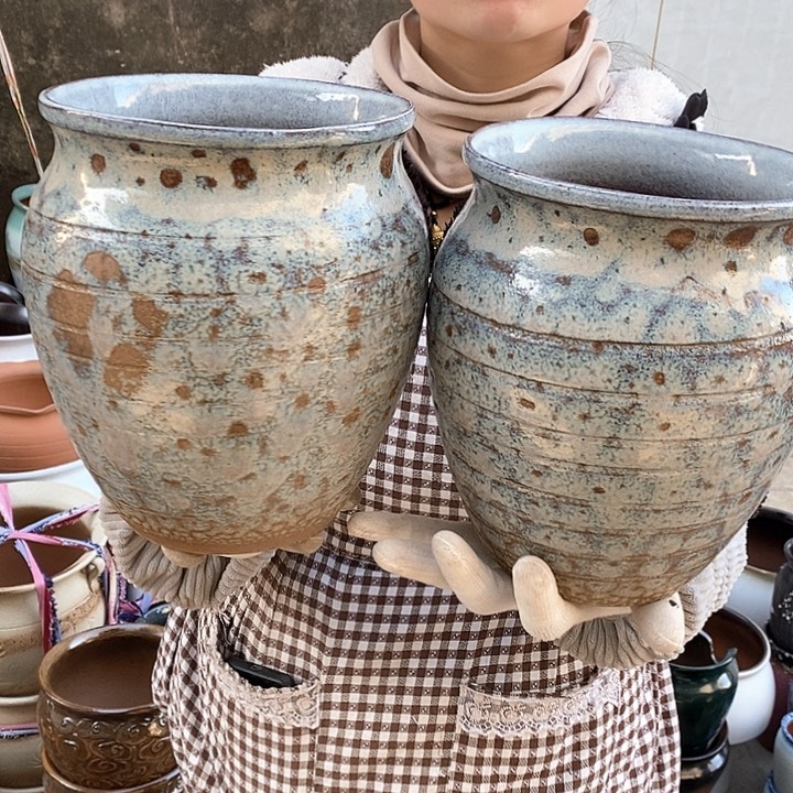 紫砂花盆瑕疵口17高21