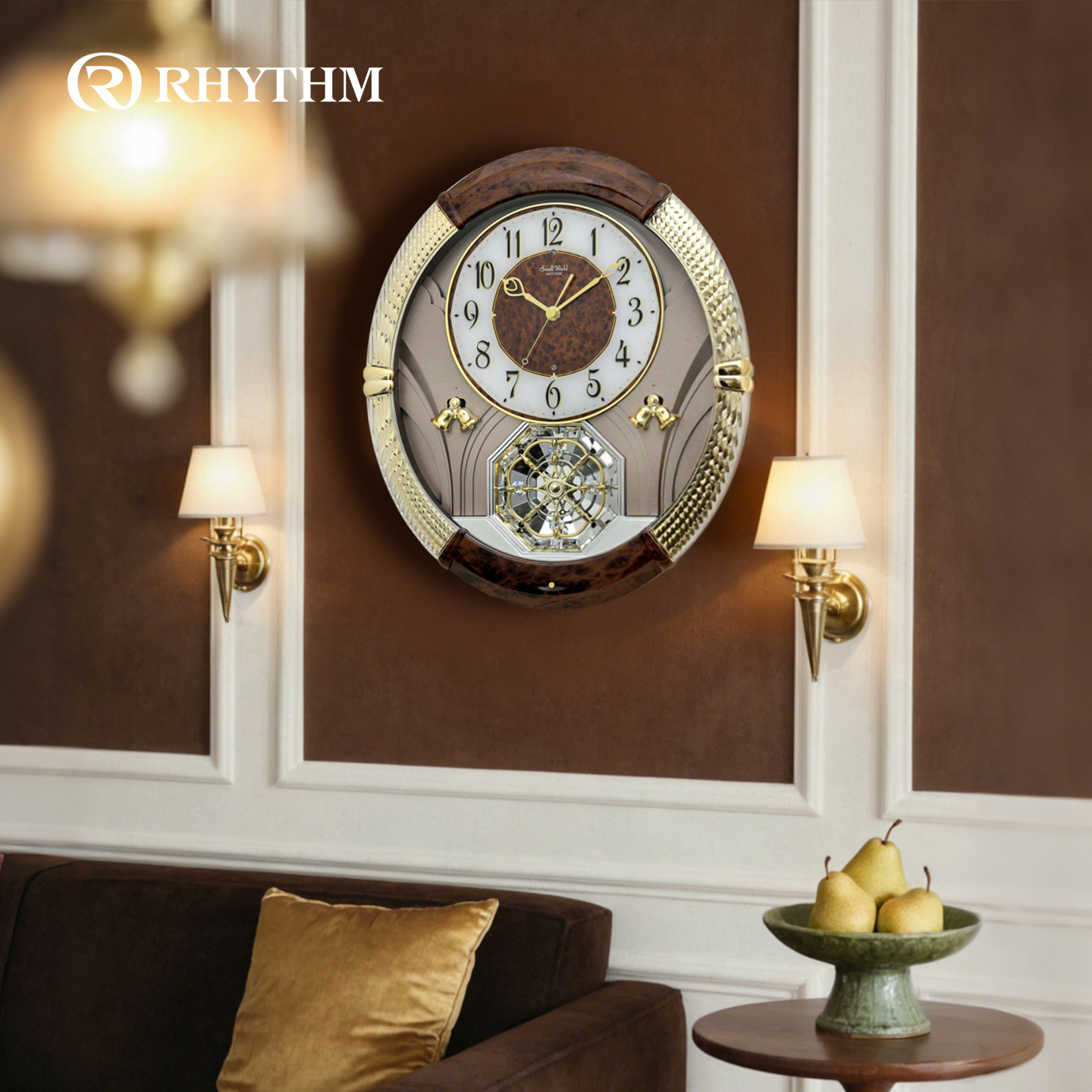 丽声静音光控报时梦幻轻奢挂钟钟表时钟客厅别墅时尚装饰家用