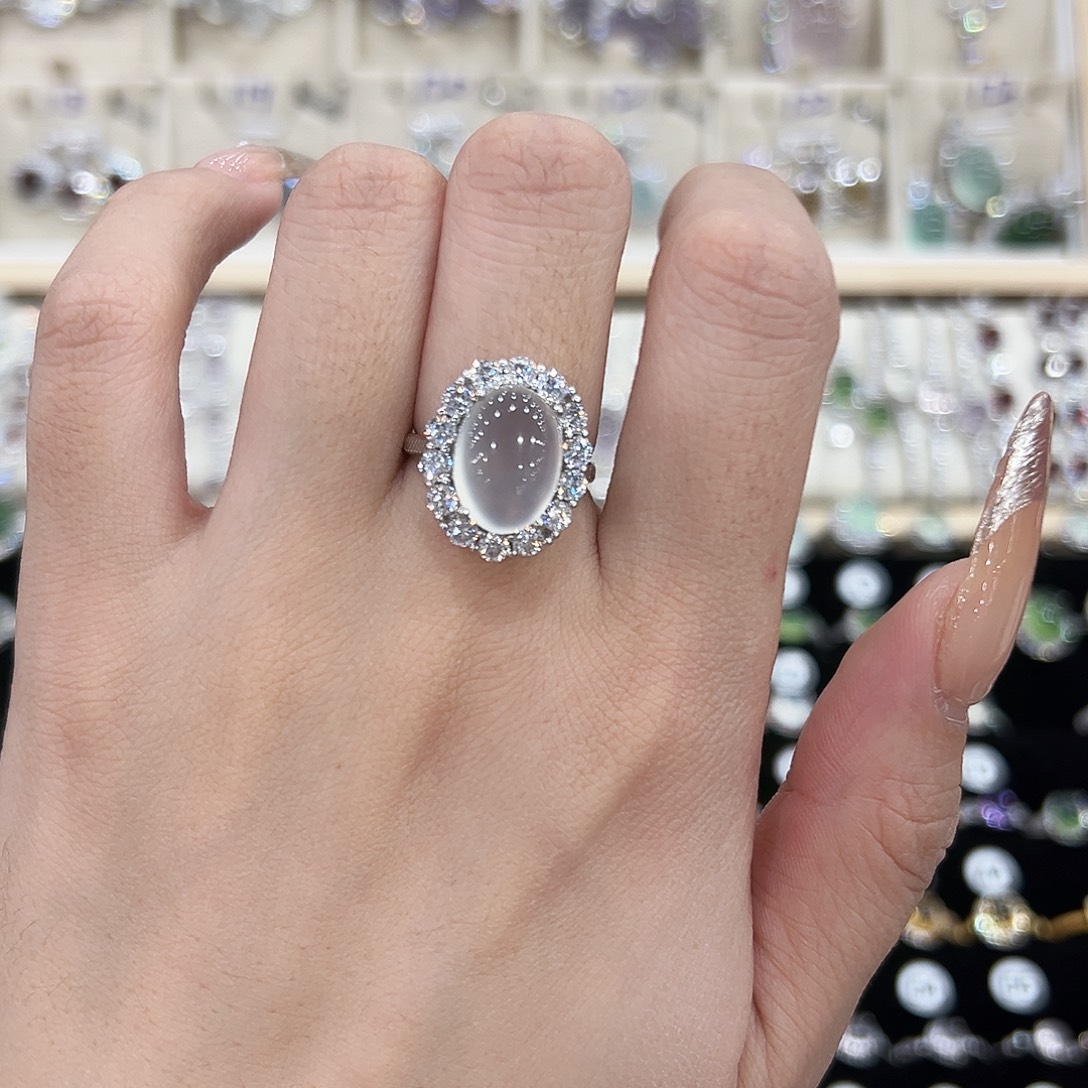 阿***彐岫玉银S925镶嵌戒指