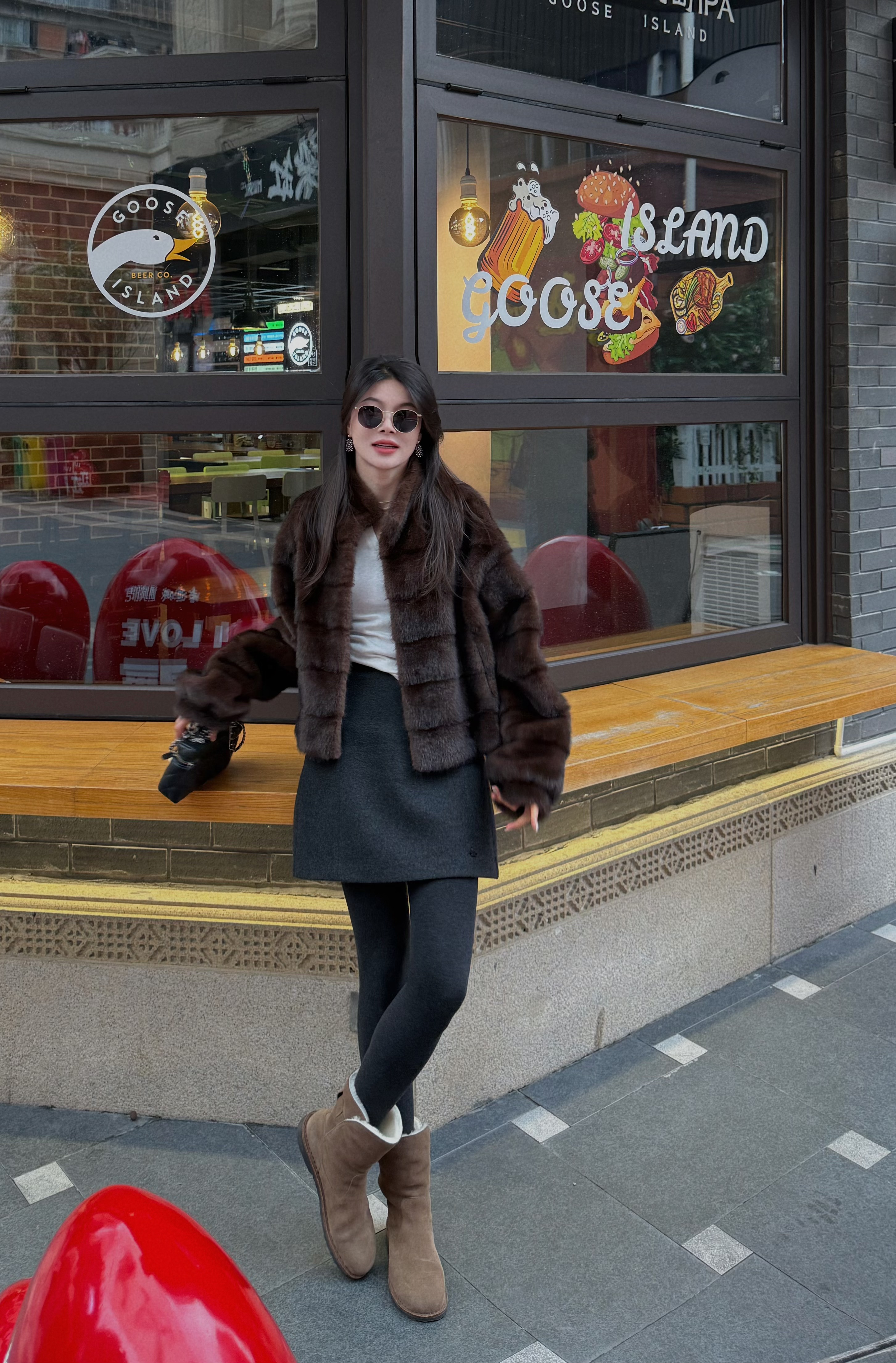 F.A［茶裙］时尚高腰显瘦百搭气质简约半身裙女羊毛混纺秋冬A字灰色