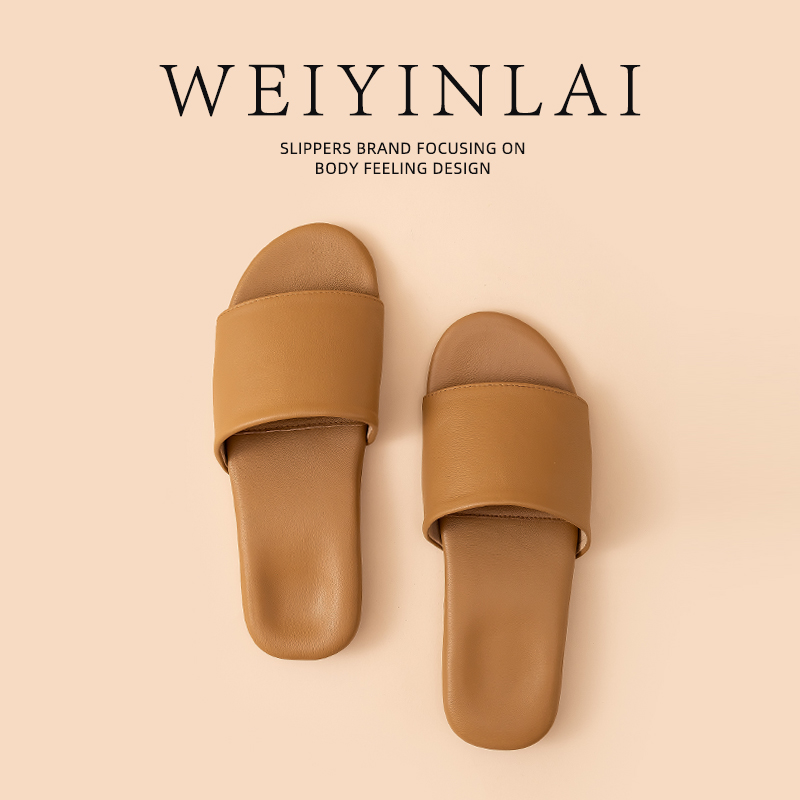轻奢高端真皮拖鞋男女情侣居家室内防滑静音软底简约羊皮凉拖夏季