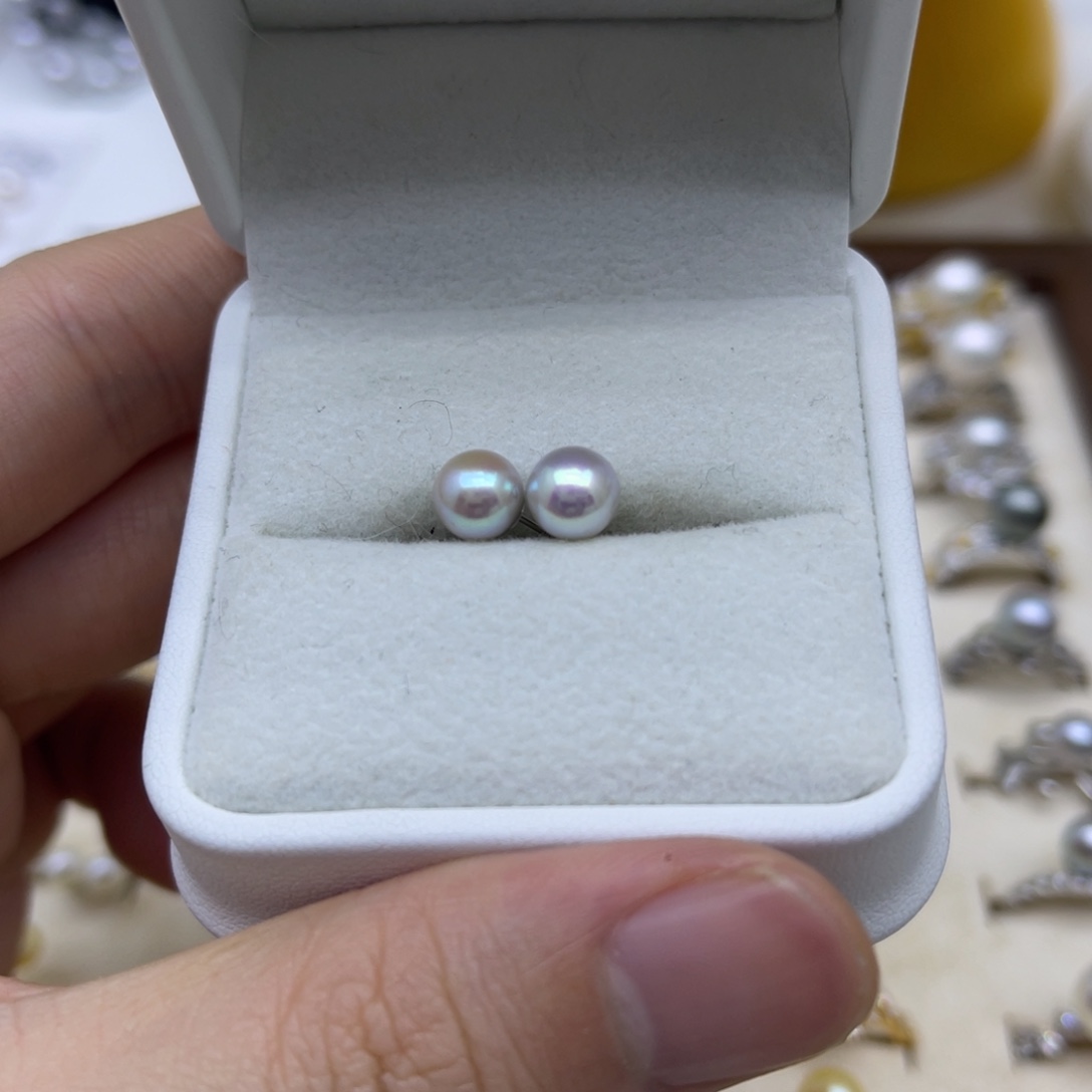 海水珍珠耳饰银S925镶嵌